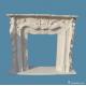 White Marble Fireplace Mantel Flower Carved Indoor Used