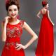 Red Tank Sleeveless Embroidery Flower Toast Dress Gorgeous Evening Dress TSJY099