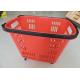 33L Shopping Basket With Wheels And Handle PU Wheels Red Colour Can Custom Logo