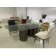 Rectangular Tempred Glass Top Dining Table Stainless Steel Dining Table Metal Dining Table