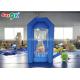 Cube Blue Inflatable Money Machine Booth With Air Blower For Advertising