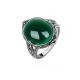 925 Silver with Oval Green Agate Vintage Marcasite Ring (R121404)