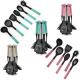 7-Piece Plastic Kitchen Utensils Set with Colorful Handle ABS and Wooden Effect Material