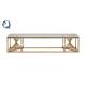 Gold Silver OEM Stainless Steel TV Stand With 12mm Tempered Glass