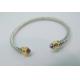 (B-51)Fashion Jewelry Gold Silver Tone Plated Cable Bracelet with Amethyst Cubic Zircn