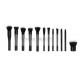 Classic Gloosy Black Flat End Shape Handle Taklon Synthetic Hair Makeup Brushes With Balck White Tip