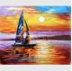 Impressionism Sunrise Seascape Oil Paintings Palette Knife Sailboat Flexible