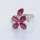 925 Silver Ruby  Four Leaf Clover Gemstone Ring (SRJ-714)