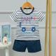 1-12 Years Old Childrens Cotton Pajamas With Striped Car Pattern