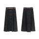 Black Wide Hem Ladies Dress Skirt Suede Skirt Calf Length With Belt