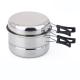 Convenient Silver Stainless Steel Camping Cookware Set for Outdoor Cooking and Picnic