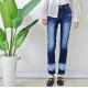 OEM Soft High Waist Women Denim Skinny Jeans Dark Blue Shrink - Resistant