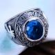 Vintage Jewelty Sterling Silver Blue Cubic Zircon Men Ring (XH053342W)