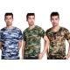 Professional Unisex Cotton Military T Shirts Round Neck Edging Double Line Hem