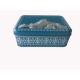 Blue Cookie Metal Tin Container , Eco-friendly Square Tin Box