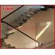 Straight Stringer Staircase VK10S Double Steel Plate Stair,304 Stainless Steel,Glass Tread,12mm Tempered Glass Railing,