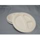 9 Or 10 Round Biodegradable Sugarcane Plates 3 Compartment