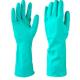 18 Mil Green Nitrile Glove Oil Resistance Flocked Lining Chemical Nitrile Glove