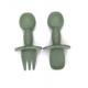 ODM Different Khaki Yellow Silicone Baby Forks Spoons Eco Friendly With Size Is 9.5x9.5x4 Cm And Weight Is 48 Gram