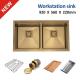36 Inch Undermount Workstation Sink , Gold Drop In Double Bowl Stainless Steel Sink 92x56