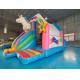 Pvc Tarpaulin Inflatable Combos Funny Colorful Unicorn Blow Up Bounce House With Slide