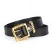 2.8cm Women's Fashion Leather Belts Square Double Pins Buckle Metal Loop
