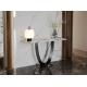 Luxurious Light  Ceramic White Marble Top Console Table Oval Hollow Base
