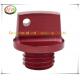Rear brake  reservoir cap of aluminium 7075 T6, red anodization, producing by cnc machining center