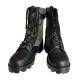 Mesh Lined Men's Black Leather Durable Canvas Boots for Outdoor Camping and Hiking