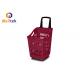 Red Color Plastic Supermarket Shopping Basket With Handle And 2 Wheels