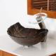 180mm Leaf Shaped Countertop Wash Basin 12mm Thick Brown Hot Melted And Hand Drawing