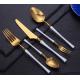 High-grade Forged Stainlesss steel Cutlery Set Flatware with White and Gold Color