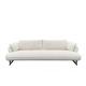 Fixed Seat Three Seater Fabric Sofa Removable Arm Pillows Beige Fabric Couch