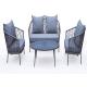 All Steel Webbing Rope Terrace 4pcs Conversation Chair Sets
