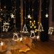 3.5M LED Star Deer Tree Bell 220V 110V Christmas Garland Fairy Curtain String Lights For Home New Year Wedding Party Dec
