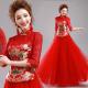 Red Embroidery High Neck Elegant Evening Dresses TSJY019