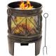 Outdoor Wood Burning Barbecue Cast Iron Fire Pit Outside Patio Backyard Deck Heavy Duty