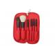 Mini Travel Makeup Brush Set With White Goat Hair And Red Handle