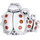 Insect Garden Mother Baby Ladybugs Red CZ Dangle Charm Beads Good Luck