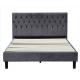 Tufted Fabric Upholstered Bed Frame Queen Size Headboard Knitted Polyester