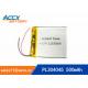 304050pl 3.7V lithium polymer battery with 500mAh li-ion rechargeable battery