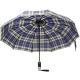 Check And Stripe Metal Shaft Pongee Fabric 3 Foldable Umbrella For Men