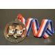 Custom Marathon And Racing Metal Awards With Cut Out Effect , Red / White / Blue Ribbon