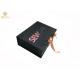 Black Thick Gift Cardboard Box With Magnetic Closure Ribbon CMYK Printing