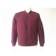 Burgundy Mens Polyester Bomber Jacket Long Sleeve Comfortable Feeling Tw80712