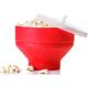 Red Silicone Kitchen Utensils Collapsible Microwave Popcorn Popper Bowl With Lid