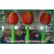 Giant Red Inflatable Double Flower For Stage Decoration With LED Light