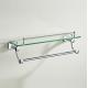 Stainless Steel Single Layer Bathroom Glass Shelf with Towel Bar Shower Rectangular Rack Wall Mounted Cosmetic Holder