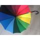 Solid Stick Multi Coloured Umbrella Curved Leather Handle Pongee 190T Fabric