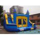 Commercial inflatable bouncy castle with double slide and removable banner